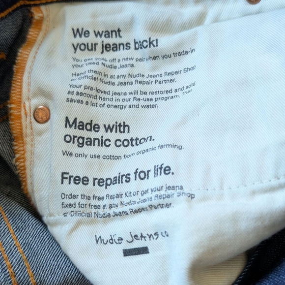 Nudie Jeans Thin Finn Jeans Dry Ecru Embo Dark Blue Wash Men's size 32 x 34 - Picture 8 of 15